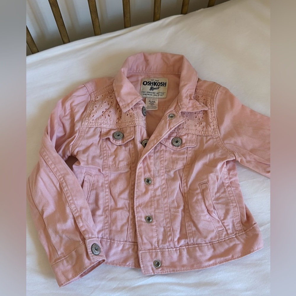 Pink Oshkosh denim jacket with eyelet detail 4T